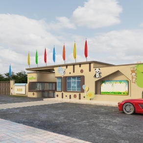 现代幼儿园入口大门门3D模型下载